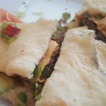 Isleta Grill @47 - Tortilla Burger substitute for a dollar on Fry Bread fantastic!!! - Burgers Near Me - Albuquerque, New Mexico