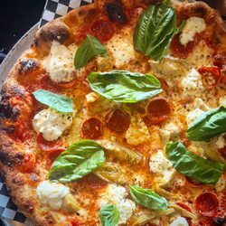 Coldpizza - Pepperoni, Ricotta, Artichokes, Always with Fresh Basil