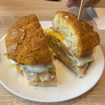 Cafe De Hong Kong - Inside foie gras black truffle egg pineapple bun - Hong Kong Style Cafe Near Me - Markham, Ontario
