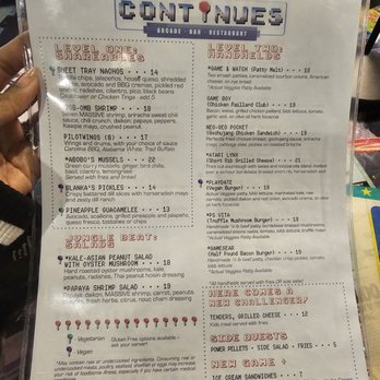 Continues Arcade - Menu 1.17.26 - Bars Near Me - Alexandria, Virginia