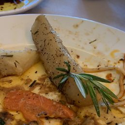 Vegetables and veal are VERY salty Vegetables and veal are VERY salty