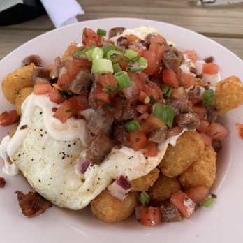 Redhead Bay Cafe - Loaded tots with eggs over easy - New American Near Me - Virginia Beach, Virginia Redhead Bay Cafe - Loaded tots with eggs over easy - New American Near Me - Virginia Beach, Virginia