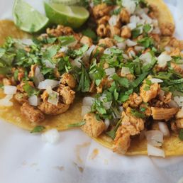 Chicken tacos yummy and extra salsa. Chicken tacos yummy and extra salsa.