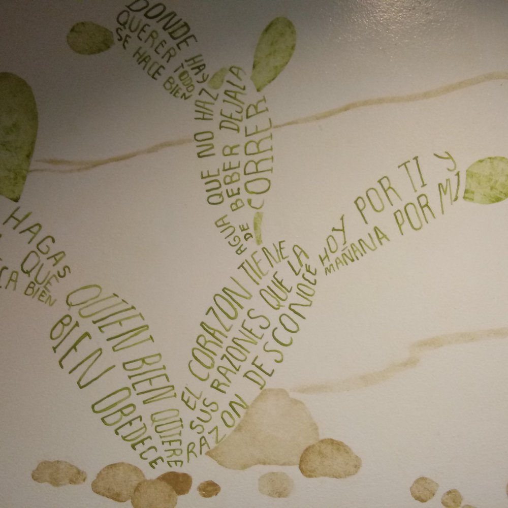 Las Anitas - Spanish proverbs on the bathroom wall in the shape of a cactus plant. - Mexican Near Me - Los Angeles, California Las Anitas - Spanish proverbs on the bathroom wall in the shape of a cactus plant. - Mexican Near Me - Los Angeles, California