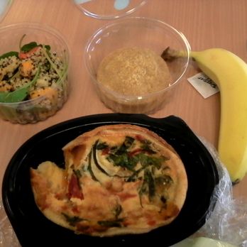 Centre for Clinical Studies - Lunch option. Aug. 25.2016 pumpkin/quinoa/sprouts/rocket salad, apple tart, banana, vegtable quiche. - Melbourne, VIC