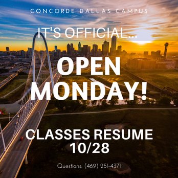 Concorde Career College - Dallas - Campus Reopens for Classes Monday, Oct 28th! - Colleges & Universities Near Me - Dallas, Texas Concorde Career College - Dallas - Campus Reopens for Classes Monday, Oct 28th! - Colleges & Universities Near Me - Dallas, Texas