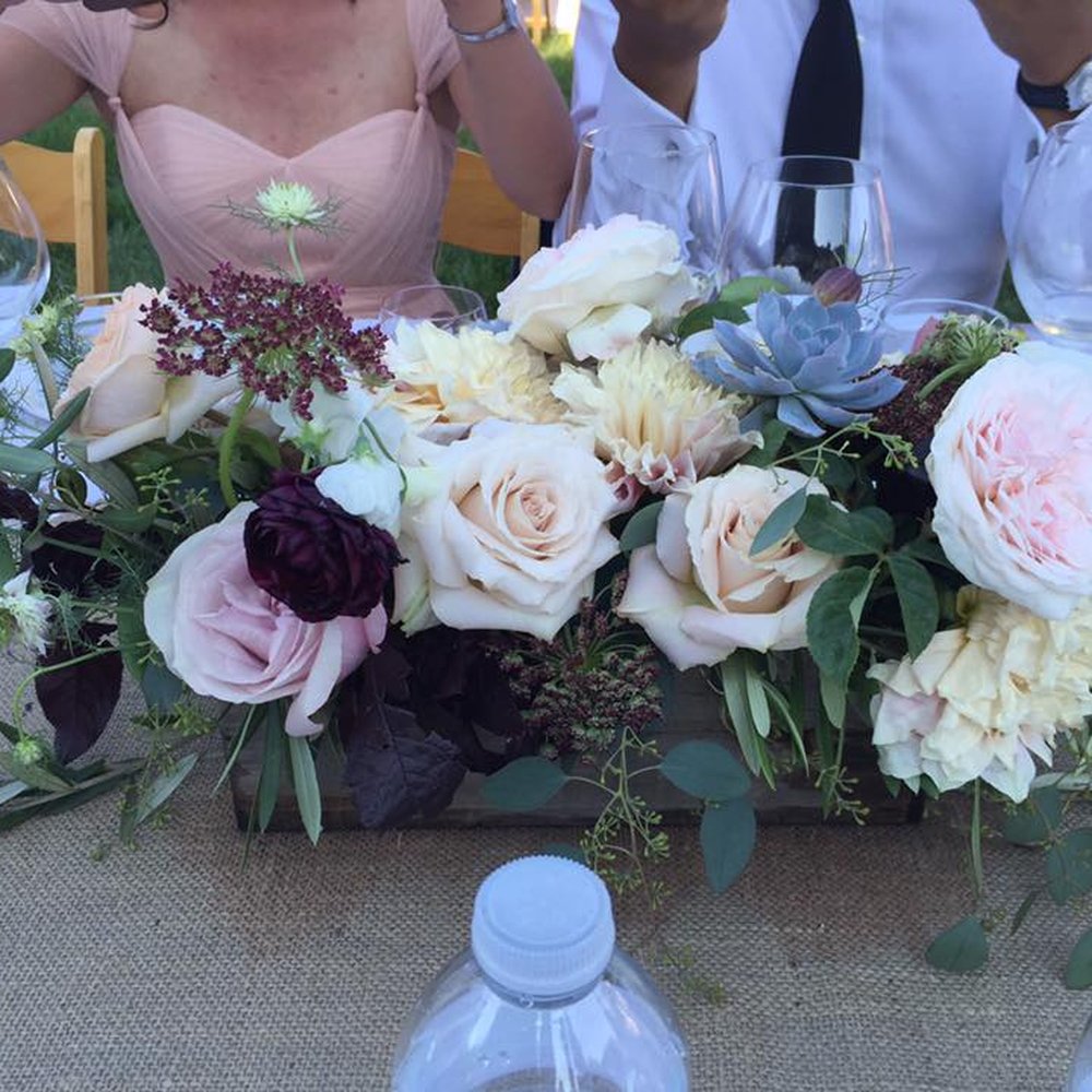 Seascape Flowers - Lovely centerpiece arrangement at Gardener Ranch - Florists Near Me - Aptos, California Seascape Flowers - Lovely centerpiece arrangement at Gardener Ranch - Florists Near Me - Aptos, California