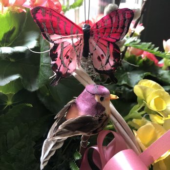 Talbott's Flowers - European Blooming Garden, Summer Begonia plant with bird and butterfly - Florists Near Me - Westerville, Ohio Talbott's Flowers - European Blooming Garden, Summer Begonia plant with bird and butterfly - Florists Near Me - Westerville, Ohio