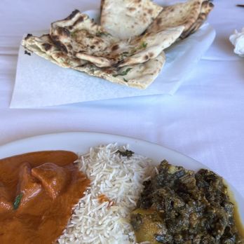 Andaaz - Chicken Tikka Masala with Spinach Saag Aloo plus Garlic nan - Indian Near Me - Costa Mesa, California Andaaz - Chicken Tikka Masala with Spinach Saag Aloo plus Garlic nan - Indian Near Me - Costa Mesa, California