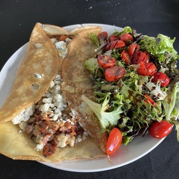 C'est la Vie - Ham, onion, egg, and blue cheese crêpe with salad. - French Near Me - Canton, Georgia C'est la Vie - Ham, onion, egg, and blue cheese crêpe with salad. - French Near Me - Canton, Georgia