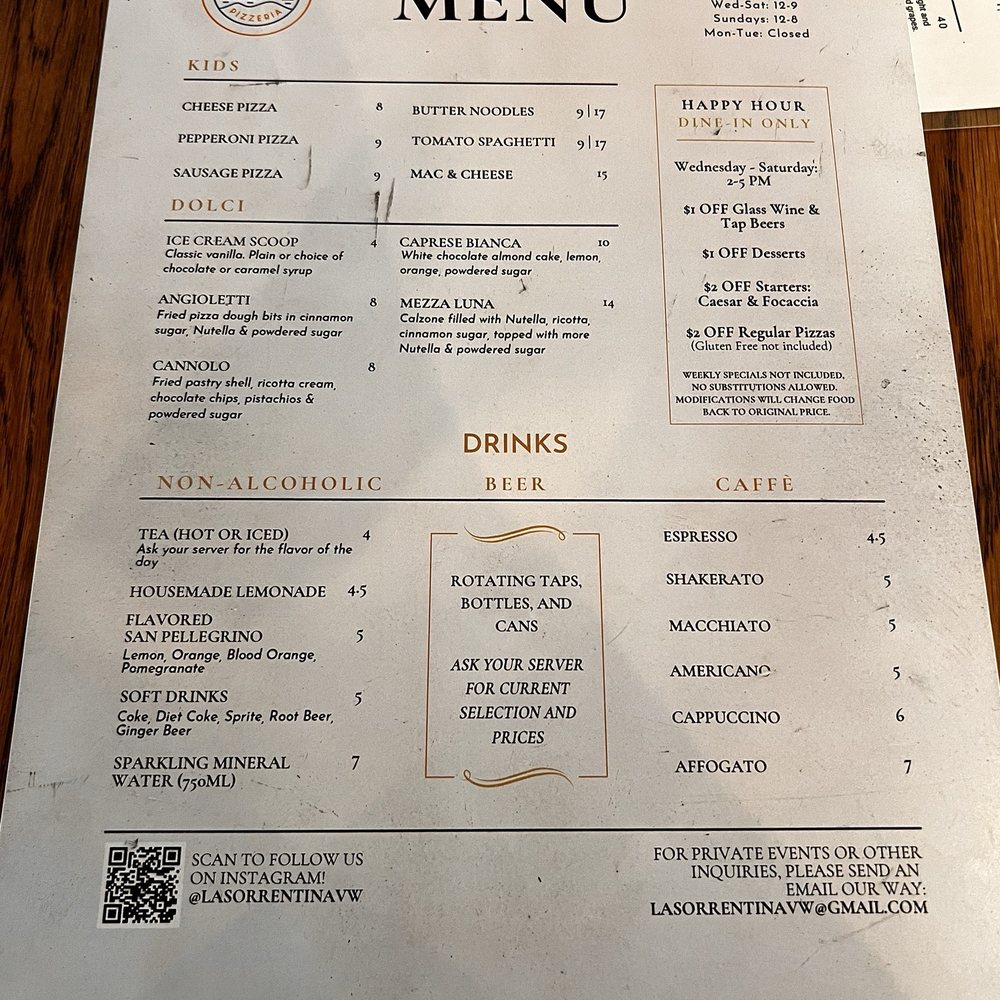 La Sorrentina - Menu - Pizza Near Me - Vancouver, Washington