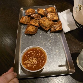 Helen Fitzgeralds - Toasted Ravioli Was good and hot but could have been presented better than on a sheet tray like this? - American Near Me - Saint Louis, Missouri Helen Fitzgeralds - Toasted Ravioli Was good and hot but could have been presented better than on a sheet tray like this? - American Near Me - Saint Louis, Missouri