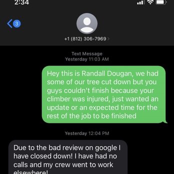 J & J Tree Service & More - a text message from a customer - Tree Services Near Me - Evansville, Indiana J & J Tree Service & More - a text message from a customer - Tree Services Near Me - Evansville, Indiana