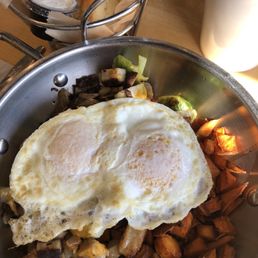 Sweet Potato Skillet with Brussels sprouts, mushrooms and sausage