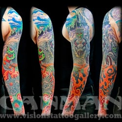 Visions Tattoo, Piercing & Art Gallery - Sleeve tattoo by Canman www.visionstattoogallery.com