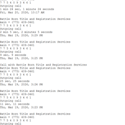 Battleborn Title & Registration Services - Call log with no callback