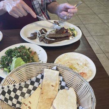 Aladdin Cafe - Gyro plate with fresh pita bread and baba ghanoujS - Mediterranean Near Me - Crowley, Texas Aladdin Cafe - Gyro plate with fresh pita bread and baba ghanoujS - Mediterranean Near Me - Crowley, Texas