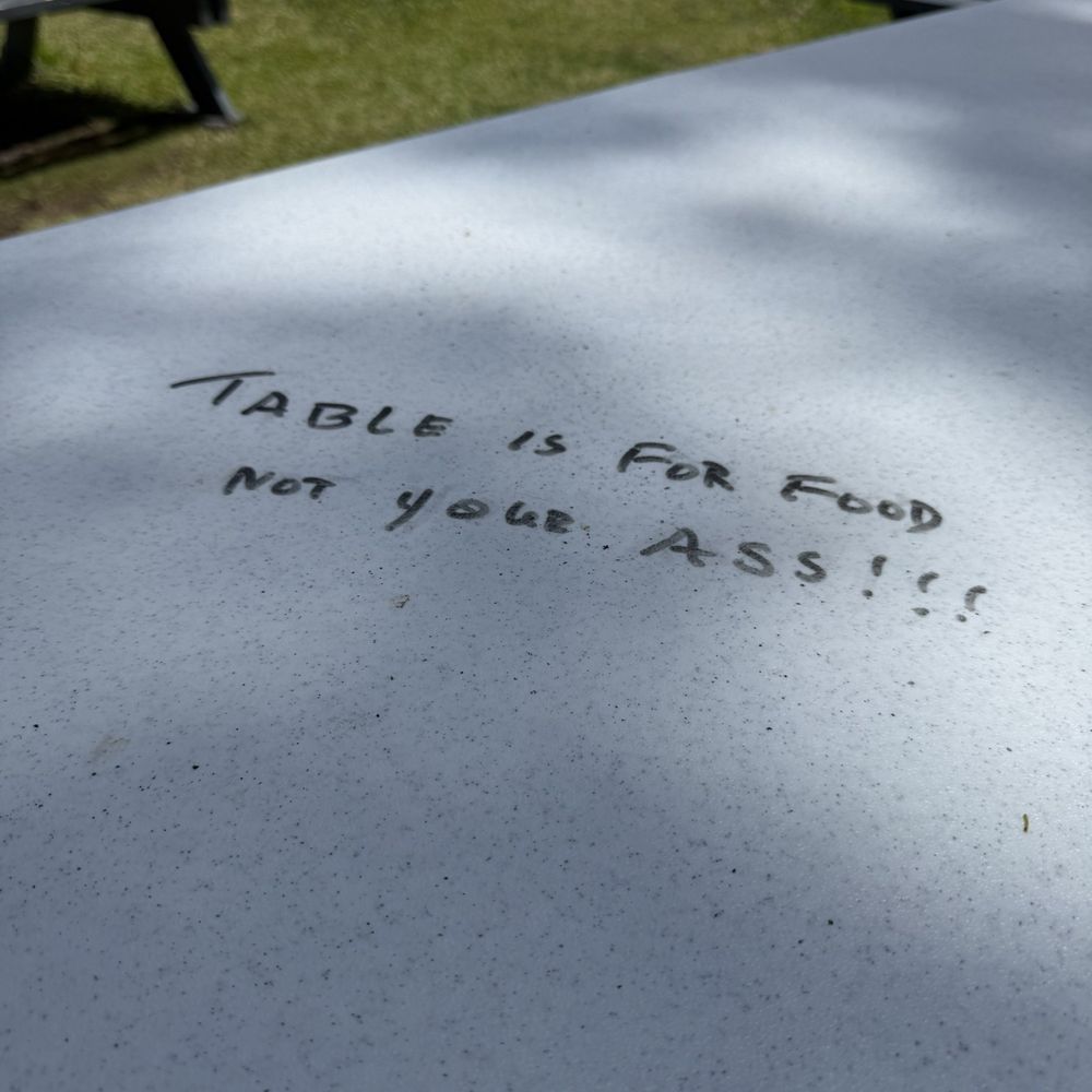 Table with rude text.