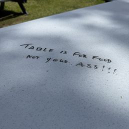Table with rude text. Table with rude text.