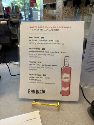 Menu photo 1 Bar Lucia Napa, CA