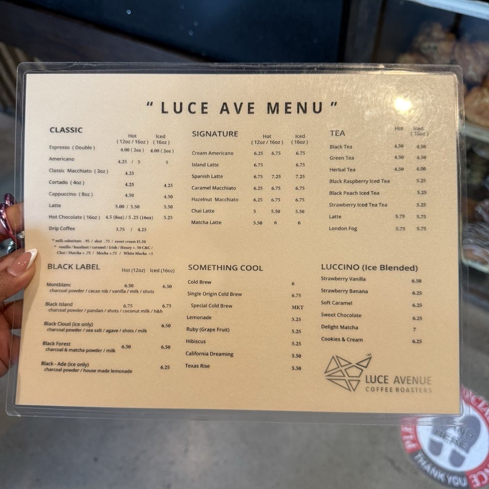 Luce Coffee Roasters - Menu as of August 06, 2026 - Coffee Roasteries Near Me - Houston, Texas Luce Coffee Roasters - Menu as of August 06, 2026 - Coffee Roasteries Near Me - Houston, Texas