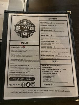 Menu photo 4 BrickYard Tavern Grand Rapids, MI