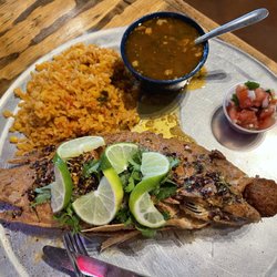 Shuck Me Denton - The best fried fish! Red snapper w/ rice and beans. 5/5
