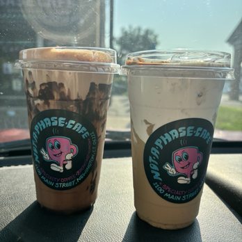 Not A Phase Cafe - "Bulletproof Heart" & "Destroya" iced lattes (both medium) - Breakfast & Brunch Near Me - Newington, Connecticut Not A Phase Cafe - "Bulletproof Heart" & "Destroya" iced lattes (both medium) - Breakfast & Brunch Near Me - Newington, Connecticut