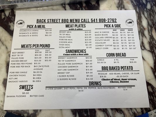 Menu photo 2 Backstreet BBQ North Bend, OR