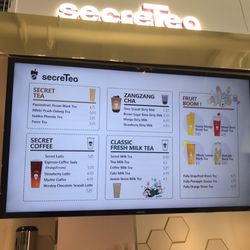 SecreTea - Partial drink menu