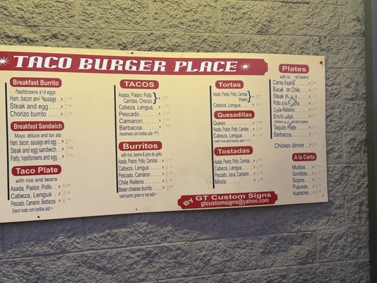 Menu photo 2 Taco Burger Place El Monte, CA