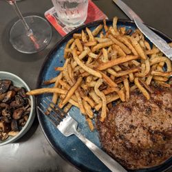 Ristorante Luca - Bistecca (12 oz ribeye) and a side of wood fire grilled mushrooms