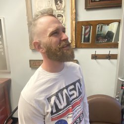 Eye Kandy Barbershop - Mustache love is a plus with this bald fade and beard shaping