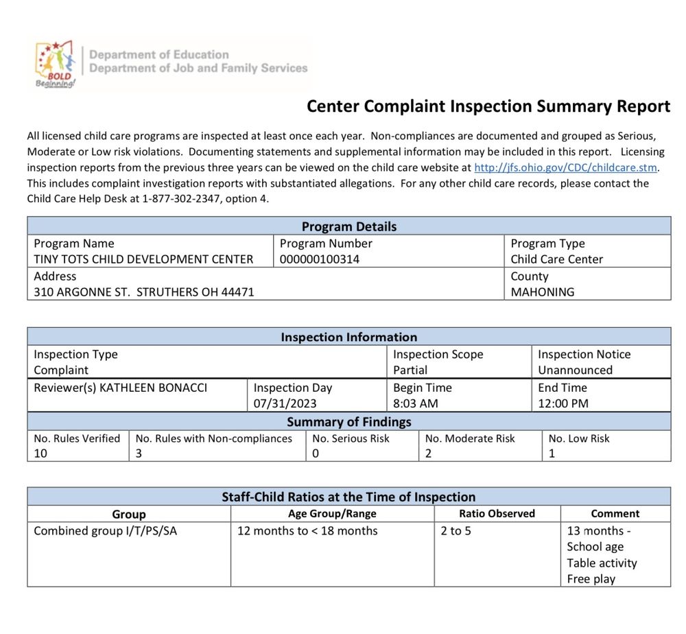 Tiny Tots Child Development - grief counselor in Struthers, OH