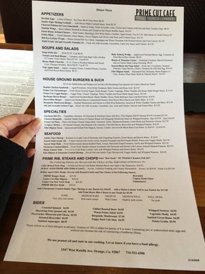 Menu photo 6 Prime Cut Cafe & Wine Bar Orange, CA