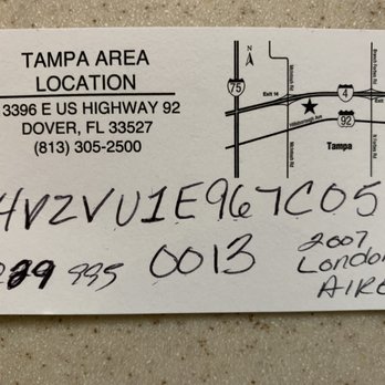 General RV Center - Jared's card with VIN of the coach we wanted. - RV Dealers Near Me - Dover, Florida