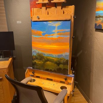 Canyon Road - artist's work in progress - Canyon St., Gallery Row, Santa Fe, New Mexico- June 7, 2023 - Art Galleries Near Me - Santa Fe, New Mexico