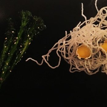 Five star to you - Come fly with me...Broccolini with quail eggs in a rice nest - Personal Chefs Near Me