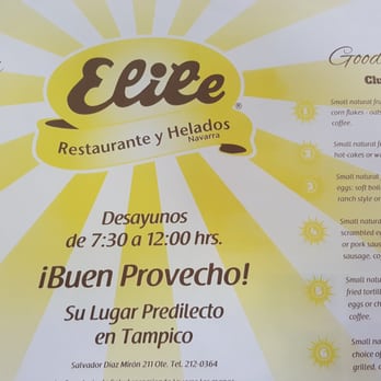 Elite Restaurante y Helados - Menu, in English and Spanish - Ice Cream & Frozen Yogurt Near Me - Tampico, TAM