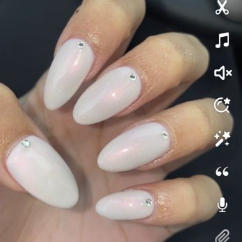 Gel Nails Spa - chrome dip mani with gems - Nail Salons Near Me - Lafayette, California