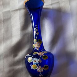 The Colby Flea Market - She thought that this Cobalt Blue handpainted vase was Victorian...I thought so, too. It was marked $4, WHATT
