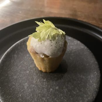 Hestia - Salmon tart on a small plate - New American Near Me - Austin, Texas