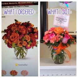 Dunn's Florist - I'm very upset; I ordered the arrangement on the left and received the dinky one on the right. No refund or accommodation made.