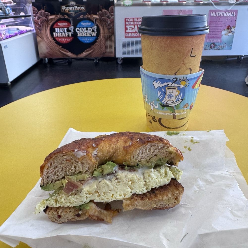 Crown Point Coffee - The Jacob Samich and a large latte - Coffee & Tea Near Me - San Diego, California
