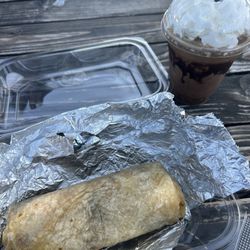Java Hut - Java chip ice latte Sausage egg and potato burrito