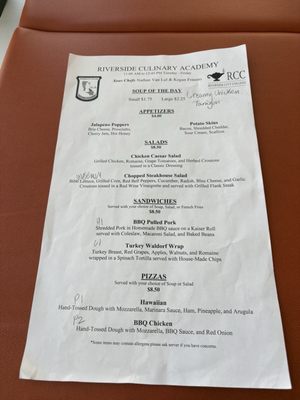 Menu photo 2 Riverside Community College Culinary Academy Riverside, CA