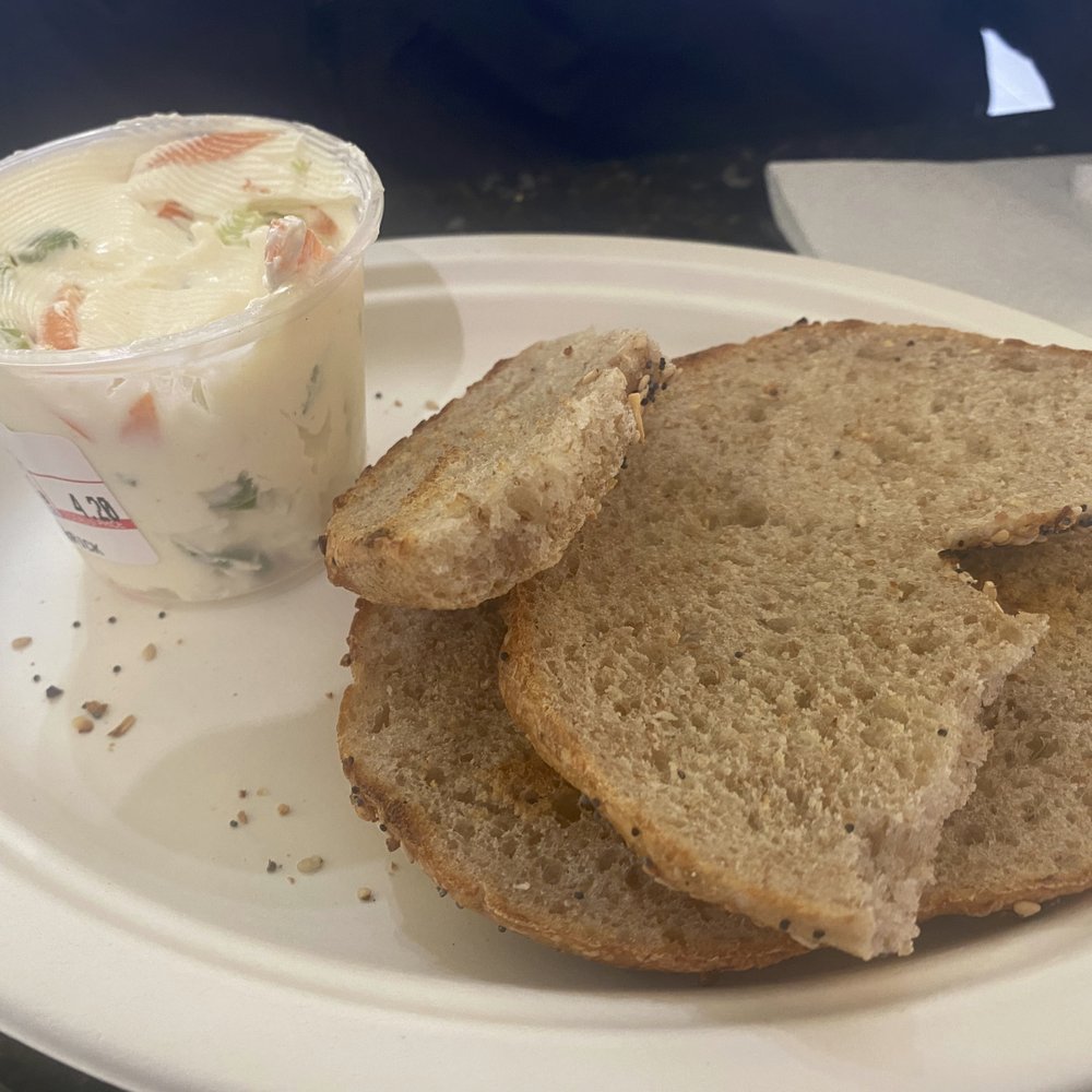 Bagel Plaza - Wonderful vegetable cream cheese on a whole wheat flat - Bagels Near Me - Merrick, New York Bagel Plaza - Wonderful vegetable cream cheese on a whole wheat flat - Bagels Near Me - Merrick, New York