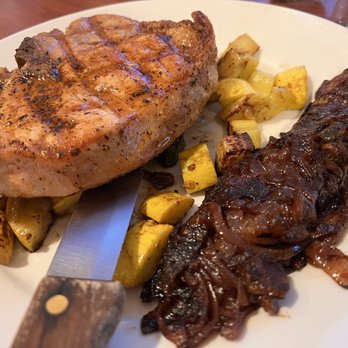 The Rustic Table - pork Chop with Apple Chutney - New American Near Me - Emigrant Gap, California