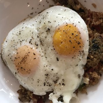 Orange Blossom - Quinoa pilaf with fried eggs. Pretty yummy - Breakfast & Brunch Near Me - Miami Beach, Florida Orange Blossom - Quinoa pilaf with fried eggs. Pretty yummy - Breakfast & Brunch Near Me - Miami Beach, Florida