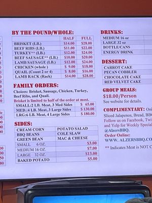 Menu photo 2 Alzer's BBQ Cedar Park, TX Menu photo 2 Alzer's BBQ Cedar Park, TX